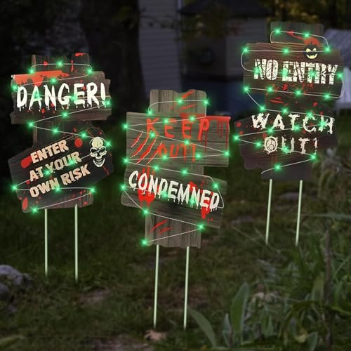 3 Stück Halloween Deko Grabstein, Halloween Schild, Halloween Gartendeko Warnschilder, Halloween Dekoration Wellpappen Schilder, Halloween Deko Outdoor Innen