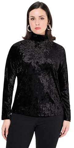 Ulla Popken Damen große Größen Übergrößen Plus Size Samtshirt, Stehkragen, Slim, Langarm 835506
