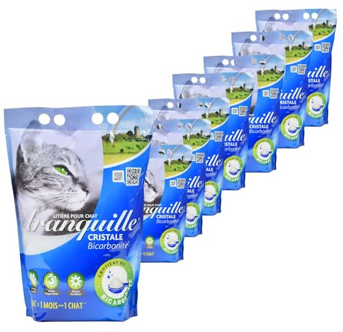 Tranquille - Katzenstreu, Kristall, Silikagel und Bicarbonit, 4 l, 8 Stück