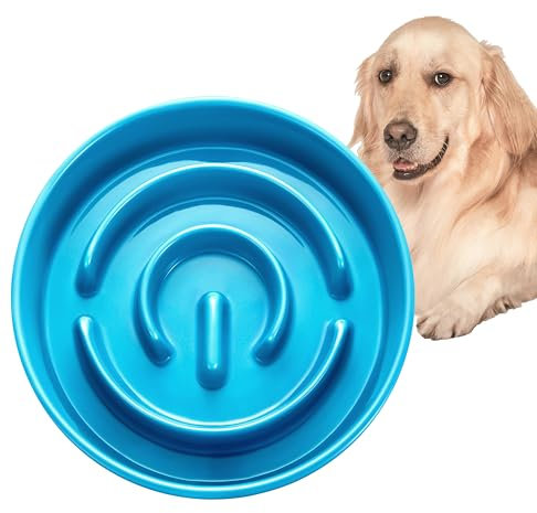 MOPANG Gamelle Anti-Gloutonie pour Chiens de Moyenne et Grande, Bols Surélevés en Céramique pour Slow-Feeder, Antidérapante Gamelle pour Chiens, Ø 21cm, 1000ml, Bleu Ciel
