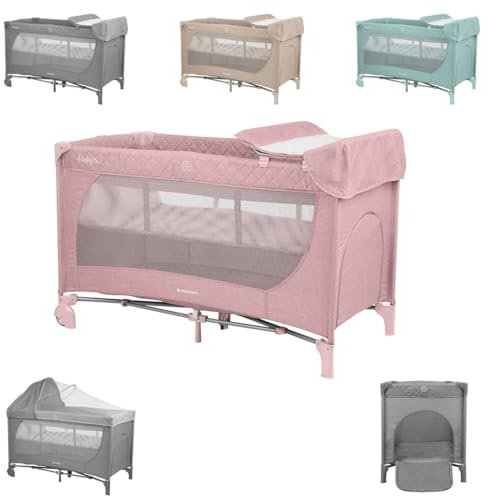 Kikkaboo lettino viaggio Medley Plus 2 livelli Materasso Zanzariera Fasciatoio, colori:rosa