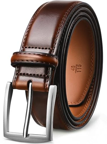 GSG SINCE 1998 Klassischer Ledergürtel für Herren - 37mm breit Gürtel Herren Leder Für Business und formelle Anlässe Gürtel für Männer Ledergürtel in Geschenkbox Dunkles Rotbraun 34-38 inch