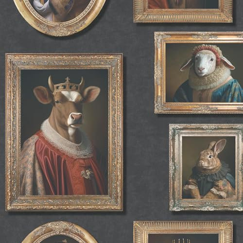 Regal Animals 102575 Lustige Tierdrucke in Bilderrahmen, moderne Tapete für Wände, Schlafzimmer oder Toiletten, Multi Muriva