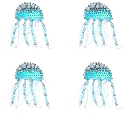 PATIKIL Qualle Strass-Patches, 4 Stück Qualle Patches zum Aufnähen Applikationen Strass Applikation Glitzer Kristall Patches für Schuhe Kleidung Hosen Taschen Hüte Hemden, Blau
