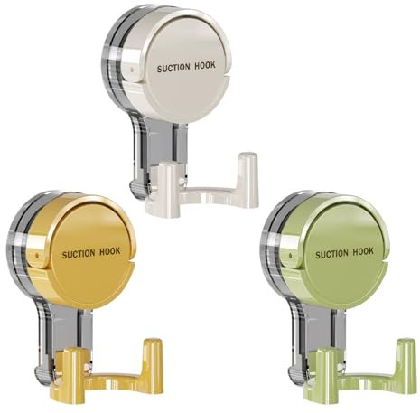 Disnace Set di 3 Ganci a Ventosa Ultra Resistenti, Ganci Ventosa Bagno, Portasciugamani con Ventosa, Ventose con Gancio per Bagno Cucina Finestra, Senza Perforazione, Supportano Fino a 5KG