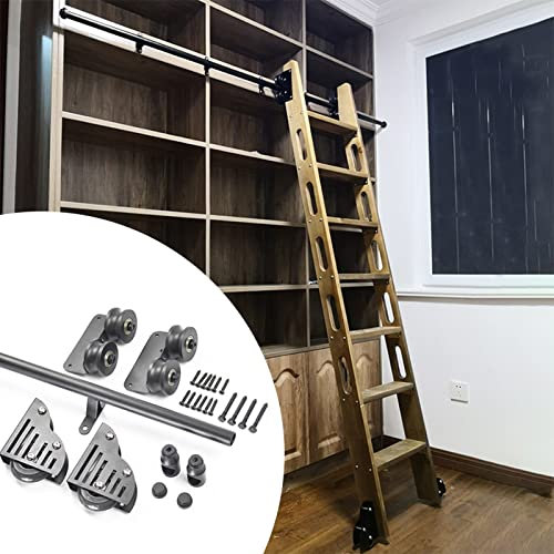 CXEGCCUF Ferramenta per Scala Mobile per libreria a Tubo Tondo Retrattile da 3,3 piedi-20 Piedi con Ruote a rulli da Pavimento (Senza Scala) (Dimensioni : 3.3ft/1648cm Track Kit)