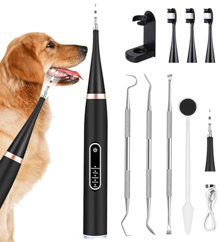 AURIVEE Limpiador Dental Ultrasónico para Perros - Elimina Sarro y Placa con Luz LED, Limpiador Mascotas
