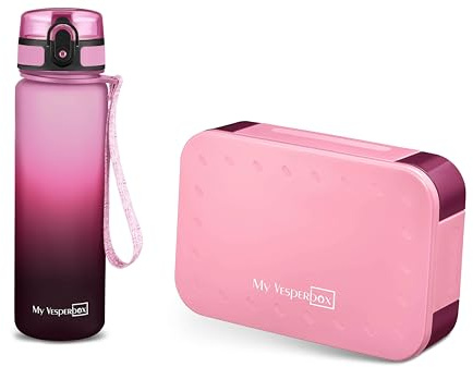 My Vesperbox - Mini Lite Set – Bento Box & Trinkflasche 750ml – Lunchbox mit variablen Fächern – Brotdose für Kinder – auslaufsicher, BPA-frei – ideal für Schule & Kindergarten