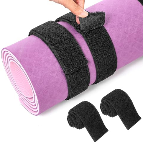 APLZGMG 2 robuste Yogamatten-Gurte, verstellbarer Yogamatten-Gurt, elastisches, strapazierfähiges Bungee-Gurtband, passend für die meisten Trainings-, Übungs- und Pilates-Matten (60 cm L x 5 cm B)