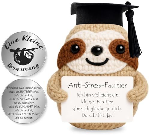 Tixlux Schultüte Füllung Pocket Hug Anti-Stress Faultier Figur, Strickwolle Faultier Figur mit Kleine Umarmung Glücksbringer, Geschenke zur Einschulung, Entspannungs, Einschulung Geschenk
