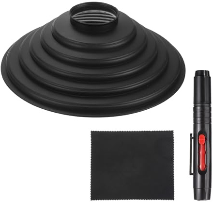 PATIKIL Lens Hood Shade, For 50-70mm Lens Collapsible Reversible Silicone Rubber Camera Cap Shade with Cleaning Cloth and Cleaning Pen, Black