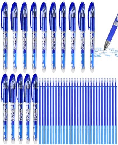 ALONK 45 Stück Radierbarer Kugelschreiber, 15 Blau Radierbare Stifte mit 30 Nachfüllungen, 0.5mm Nachfüllbarer Radiergummi Stift für Büro, Schule und Studenten