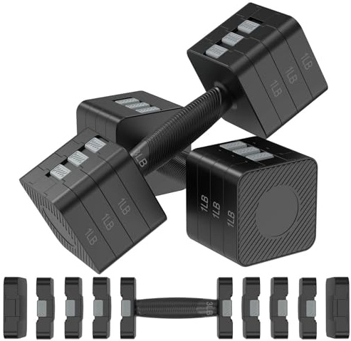 Tepemccu 5-in-1 Verstellbare Hanteln Set, 1,4–5kg Hanteln Frauen mit rutschfestem Griff und Sicherheitsverschluss,Kurzhanteln 2er Set für Frauen und Männer - Heimstudio-Set für Krafttraining (Schwarz)