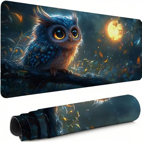 Mouse Mat Owl Mouse Pad Large 900 x 300 x 3 MM XXL Mousepad with Stitched Edges and Non-Slip Rubber Base, Keyboard Mousemat Animal Desk Pad, for Gaming Office Decor Accessories, Gifts for Men C-4492