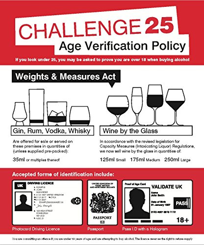 Caledonia Signs 27111H Sign, Age Verification Weights and Measures Act 35 mL