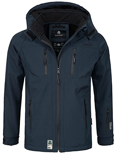 MARIKOO Herren Softshell Funktions Outdoor Ski Regen Winter Jacke Sport B630 [B630-Noa-Navy-Gr.S]