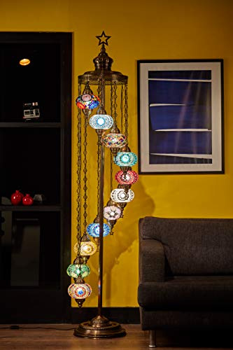 Chalpr Demmex 2019 Tiffany Stehlampe mit 7 Kugeln, türkisches marokkanisches Mosaik-Design