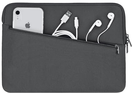 Artwizz Neoprene Sleeve Pro Tasche kompatibel mit MacBook Air 13 (2018-2024), MB Pro 13 (2016-2022) - Schutzhülle mit Zubehör-Fach - Titan