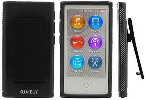 Schutzhülle für iPod Nano 7. Generation 7G 7, mit Gürtelclip, TPU-Gummi, Schwarz