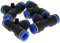 PEG8-6 T-Stück Push to Connect Fitting, Kunststoff 3-Wege-T-Stück mit Reduzierung von 8 mm auf 6 mm pneumatischen Steckverbindern, blau, 4 Stück
