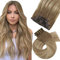 Moresoo Clip in Extensions Echthaar, Salon Qualität Weiches Glattes Haar 25 cm 5 Stück 80g Extensions Clip in #8/22/8 Braun bis Hellbraun mit Platinblond, Leicht zu Tragen Solide und Langlebig