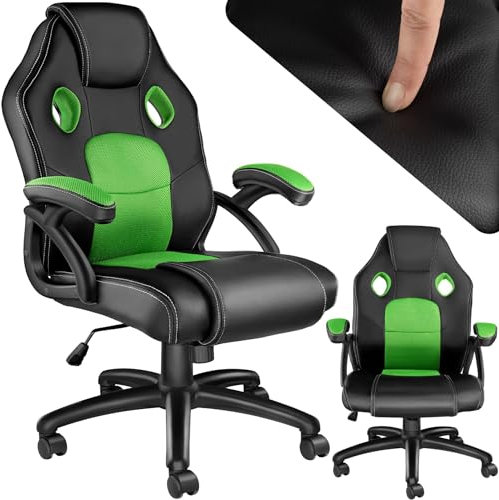 TecTake® Chaise Gaming Fauteuil de Bureau Pivotant Design 360°, Siege Ergonomique avec Accoudoirs, Rembourrage épais, Roulette, Hauteur réglable, Teletravail