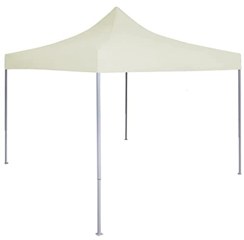 vidaXL Profi Partyzelt Faltbar Wasserbeständig Pavillon Festzelt Gartenpavillon Bierzelt Faltpavillon Faltzelt Gartenzelt Garten 2x2m Stahl Creme