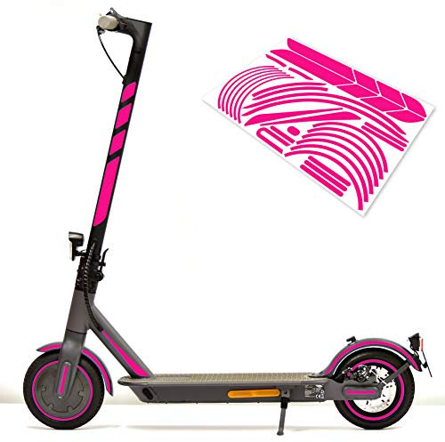 Aufkleber-Set (30-teilig) Sticker-Set auf 35x24cm Bogen geeignet für Doc-Green ESA 5000 1919 Xiaomi M365 E-Scooter (Neon-Pink)