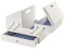 Sewing Online Wooden Cantilever Sewing Storage Box 31 x 23 x 24cm White with Geometric Design Interior