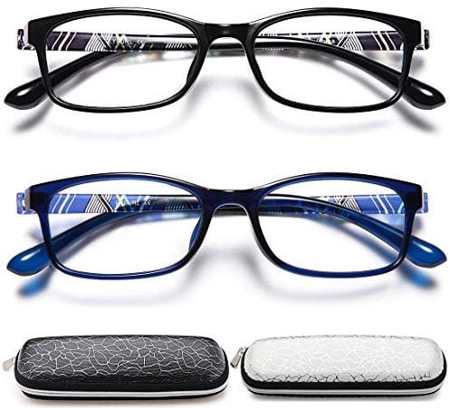 EYEURL 2er-pack Lesebrille Herren Blaufilter Brille Mischfarbe Lesebrille Anti-blaue Computerbrille mit Federscharnieren Brille Leicht Komfortabler Lesehilfe Vintage Brillen