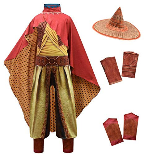 Lito Angels Raya und der Letzte Drache Kostüm Kleid Verkleidung für Kinder Mädchen Größe 5-6 Jahre 116, Set C (Overall mit Hut und Umhang)