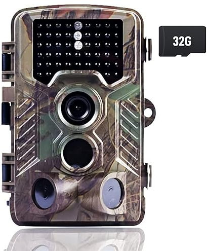 Trail Wildlife Camera 16mp 1080p, Game Deer Camera with Night Vision Motion Activated Waterproof with 120°Wide-Angle and 3 PIR Sensor, 82ft/25m 940nm No Glow IR Leds 46pcs 0.3s Trigger for Hunting