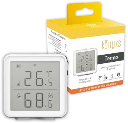 Konyks Termo Termómetro-Higrómetro Wi-Fi compatible Alexa, Google Home,Tuya, programa tareas en segùn que temperaturas