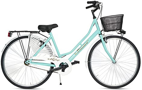 Bicicletta Donna da Passeggio Olanda Misura 26 Bici da città Vintage retrò con Cestino Turchese