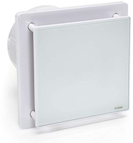 STERR White Bathroom Fan 6 inches / 150 mm with TIMER - Extractor Fan - Glass Front - Modern Look - BFS150T - 25 W