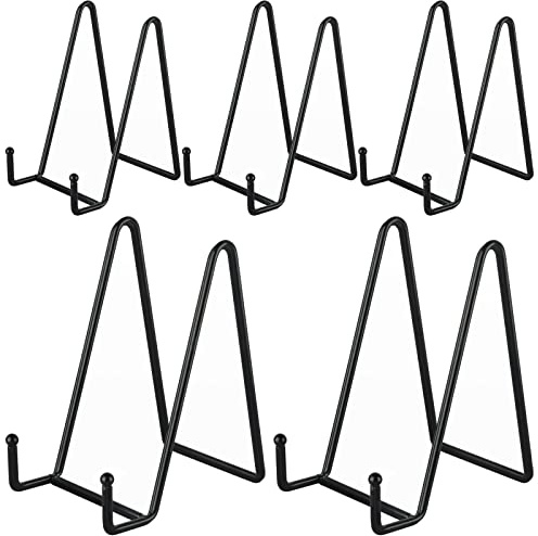 IBosins 5-Pack 6-Inch Plate Holder Display Stands Black Metal Frame Stand