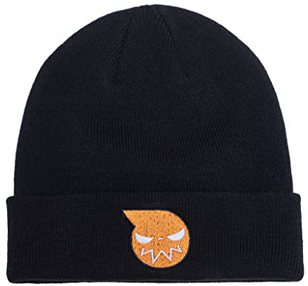 VEECOOCOS Soul Eater Strickmütze Skull Hat Beanie Cap Hip Hop Mütze Schwarz
