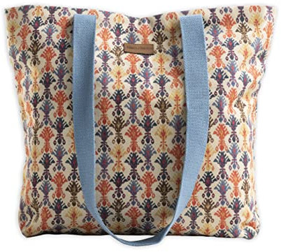 Maison d' Hermine 100% Baumwoll-Canvas-Einkaufstasche | Umhängetasche | Einkaufstasche für die Arbeit, Strand, Reisen, Shopping, Mittagessen, perfekt für Frauen, Mädchen (IKAT)