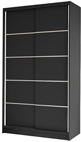 Mirjan24 Kleiderschrank Camtalo IV, Schwebetürenschrank, Garderobenschrank mit Kleiderstange und Einlegeboden, Schlafzimmerschrank (schwarz)
