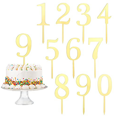 Catelves 10 Stück Cake Topper Happy Birthday, Happy Birthday Tortendeko, 0-9 Tortendeko Geburtstag, Cake Topper Geburtstag, Wiederverwendbar, Geeignet für Geburtstagsfeiern Jeden Alters Hochzeitsparty