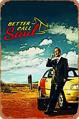 Neqivtly Tv Shows Better Call Saul Blechschild Vintage-Metallposter für Bar, Café, Garage, Männerhöhle, Heimwanddekoration, 30,5 x 20,3 cm
