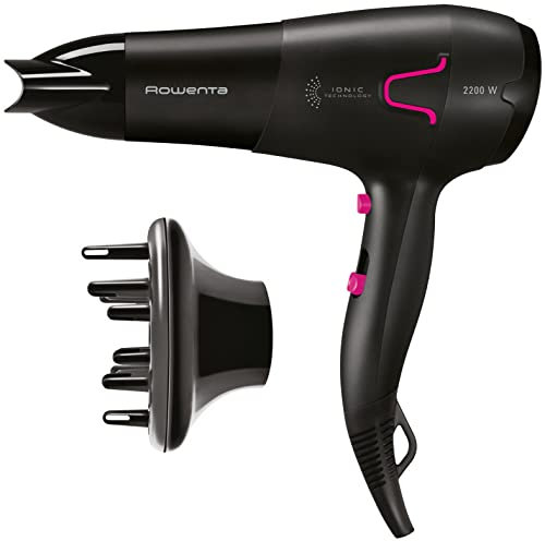 Rowenta Cv5623 Power Pro Ionic, Haartrockner, 2200 W, Ionenausgabe, 6 Einstellungen, 2 Temperaturen, Diffusor für Locken, Schwarz