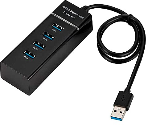 OcioDual 4 Port USB Typ A 3.0 Hub mit Licht LED Beleuchtung Splitter Schwarz fur PC Desktop Laptops Maus Keyboard Multiport
