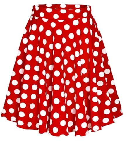 Sprinlot Damen Vintage Rock, 1950er Jahre A Linie Faltenrock, M-Größe Ausgestellt Mini Skater Rock, Hohe Taille Midirock, Polka Dot Swing Rocks Partyrock für Fasching Halloween Karneval Party C4