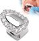 Einzelzahn, Hip-Hop-Zähne, Bling-Zähne, Vergoldet mit Diamant-RundeinzelKappe für Ihre Zähne, Männer, Frauen, Hip-Hop-Schmuck, (Portal Diamant Silber)