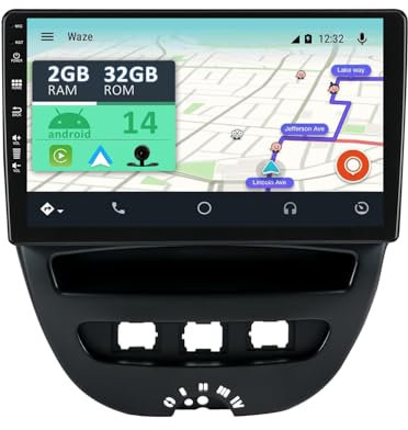 YUNTX Android 14 Autoradio für Peugeot 107 Toyota Aygo Citroen C1(2005-2014)-2 Din-[Integriertes Wireless CarPlay/Android Auto/GPS]-10.1'' IPS 2.5D 1280 * 600-mit Kamera-DAB/Lenkradsteuerung/WiFi/USB