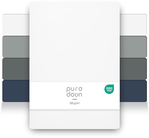 puredown 2er Set Premium Spannbettlaken 100x200cm Mikrofaser Bettlaken für Matratzen bis zu 25cm, Dicke Angenehm Atmungsaktive Spannbetttücher Bettwäsche, Oeko-Tex Zertifiziert, Weiß