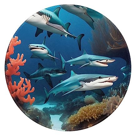U-Boot Shark Coral Rundes Mauspad, rutschfeste Gummiunterseite, kleines Mauspad, geeignet für Spiele, Computer Laptop, 7,9 x 7,9 Zoll