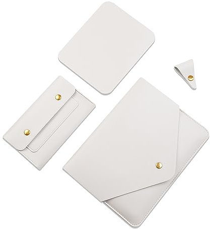 Benfan Tablet Sleeve Compatible with 12.9 iPad Pro & Magic Keyboard with Small Pouch, Mouse Pad and Cord Organizer, Color White