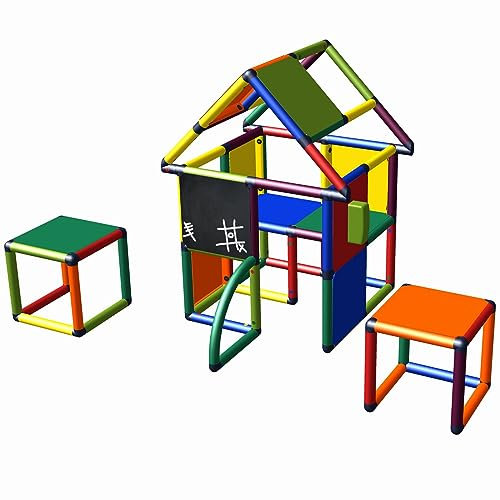 Move and stic Spielhaus LOTTE mit Zwei Hocker Multicolor Adventure Play House 6239